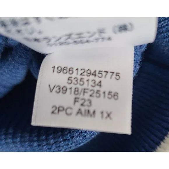 Land's End Women's Cardigan Size 1X Sweater Blue Button-Front Cotton Pockets - Picture 7 of 10